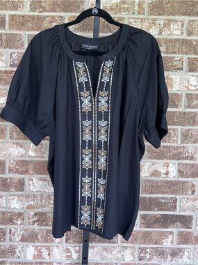 Super cute Lane Bryant Black Kaftan with Gold and White Embroidery.  Worn once.
